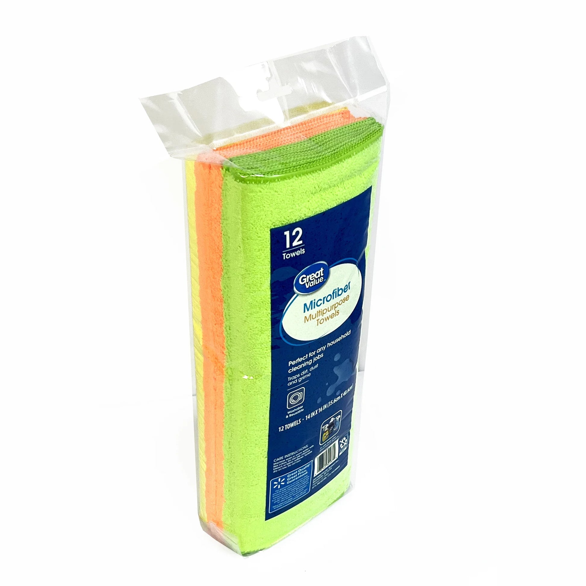 Multipurpose Microfiber Household Cleaning Cloth & Wipe, 12 Count, Multicolor