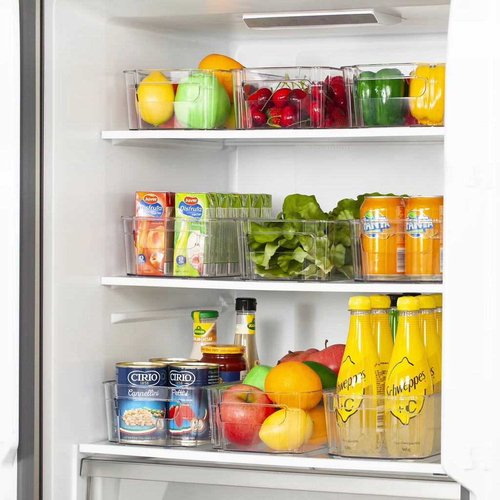 Refrigerator Organizer Bins, 8Pcs Clear Bins, Pantry Kitchen Organization and Storage, 12.5" Long