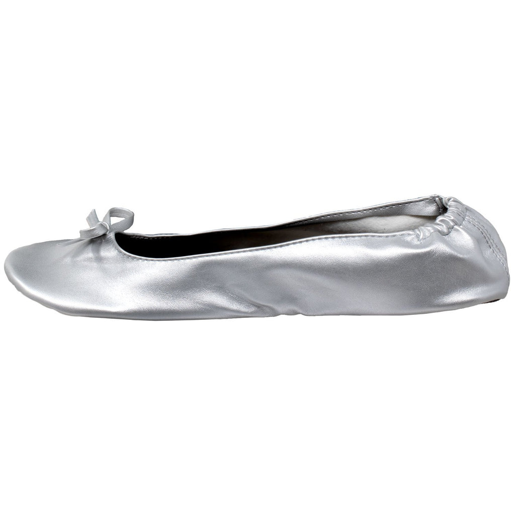 Foldable Ballet Flats Women's Travel Portable Comfortable Shoes Silver